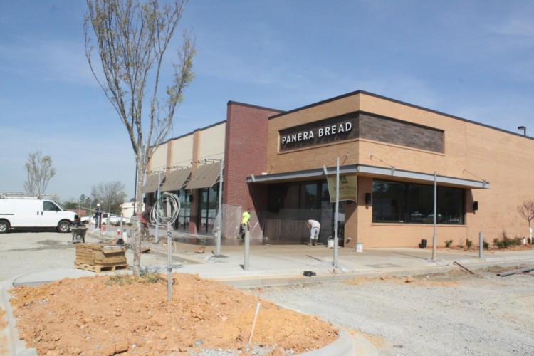 Exterior of brick Panera Bread building